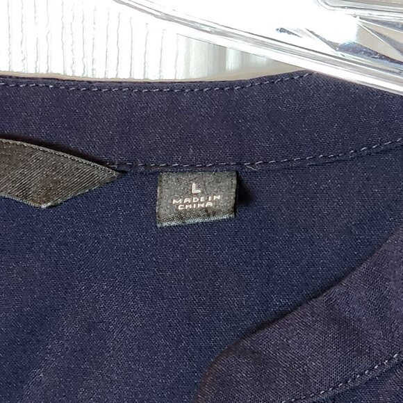 Uniqlo Blouse L Navy Blue 3/4 Sleeve Pullover Tunic Top Minimalist Preowned - Picture 5 of 7